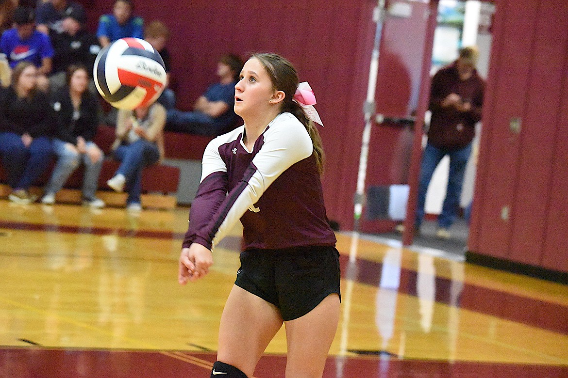Troy junior Leslie Gravier competes against Superior in a match on Thursday, Oct. 12. (Scott Shindledecker/The Western News)