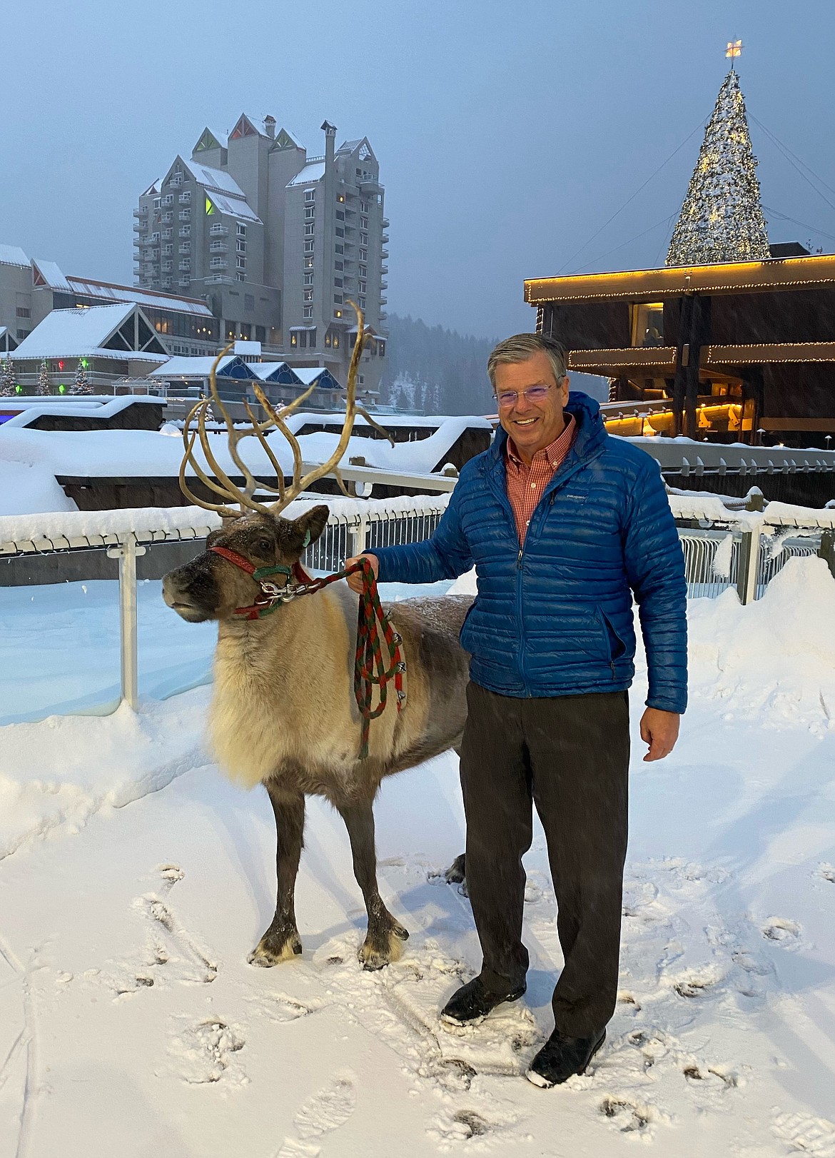 Bill Reagan stands in front of The Coeur d'Alene Resort with one of the reindeer brought in for the holidays last year.