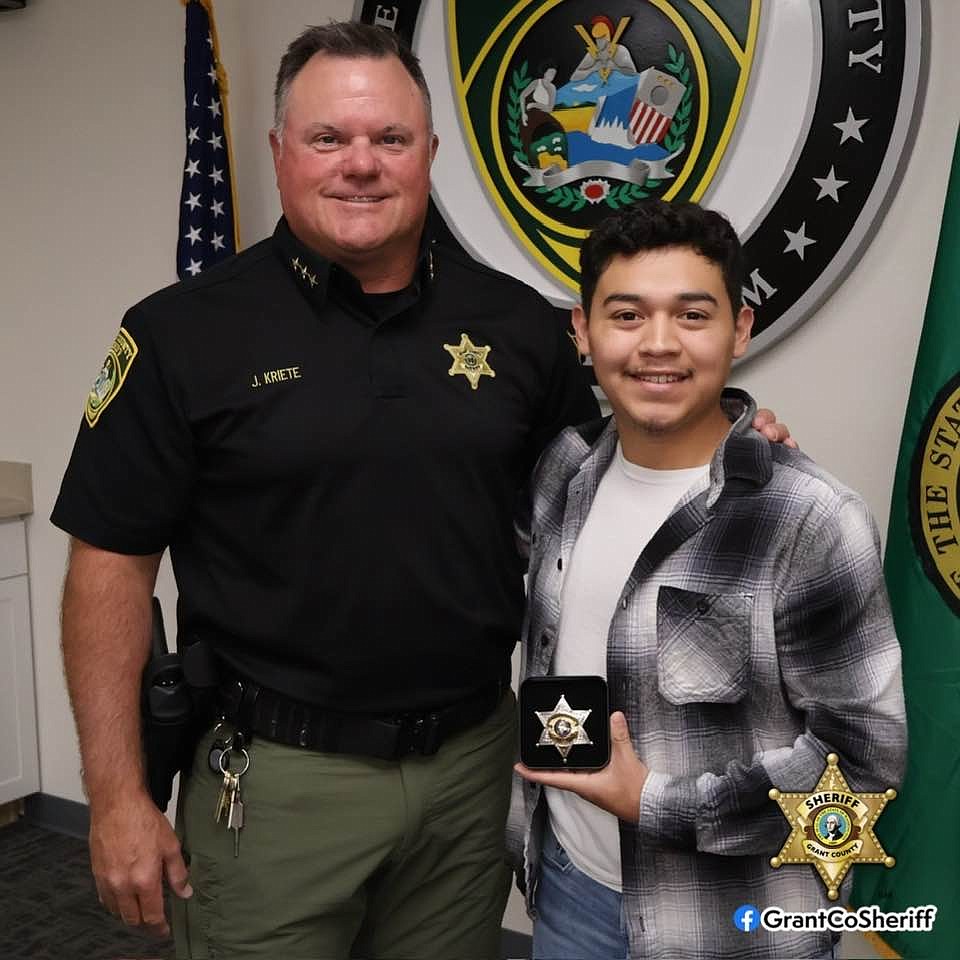 Grant County Sheriff Joe Kriete swore in Corrections Deputy Benjamin Hernandez early last week. Hernandez’s family, friends and colleagues attended the swearing-in ceremony. GCSO still has opening corrections positions it is trying to fill.