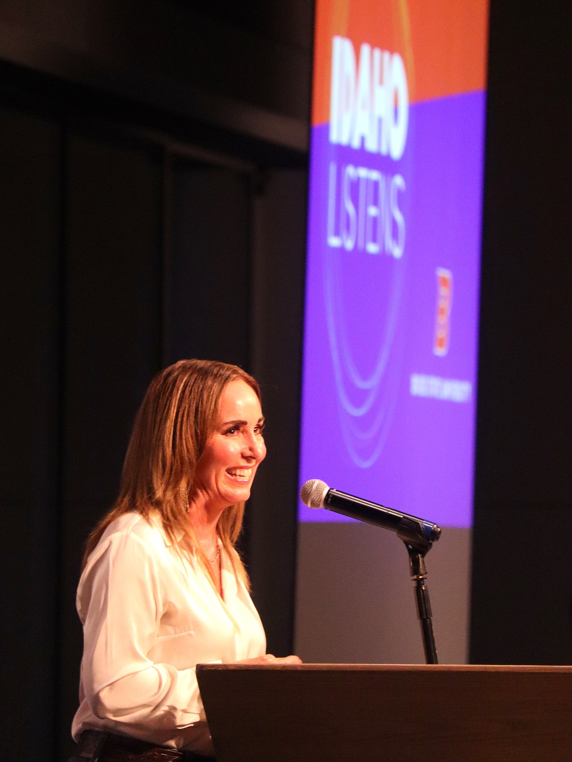 Raydeane Owens speaks during "Idaho Listens" at the Hagadone Events Center on Monday night.