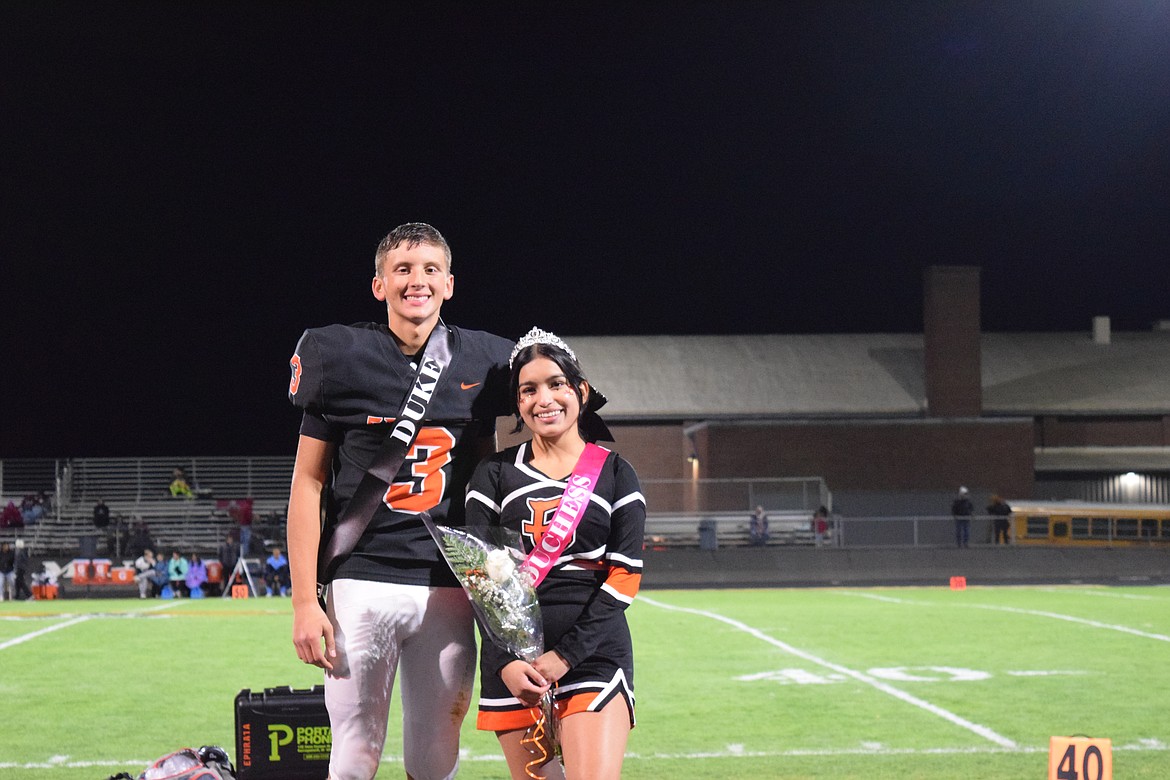 Coltyn Klingenberg and Leslie Balbuena stepped up to represent the class of 2025 last Friday. Both sported Tiger black and orange while serving as a wide receiver/defensive back on the football team and as a Tigers cheerleader, respectively.