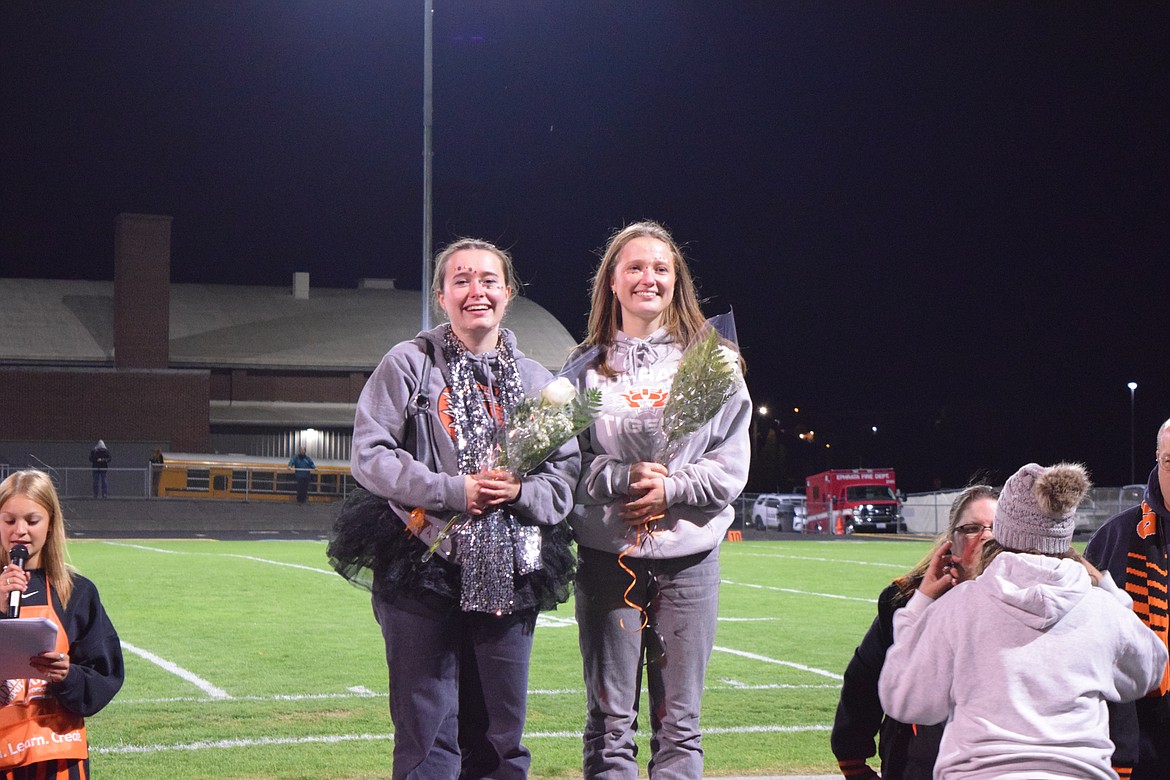 Anny Rroedseth and Léa Journé, foreign exchange students, were recognized for their contributions at Ephrata High School as ambassadors during last Friday’s Homecoming ceremony.