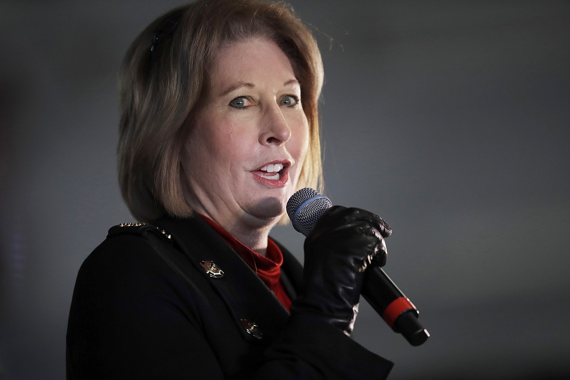 Attorney Sidney Powell, an attorney for Donald Trump, speaks during in Alpharetta, Ga., Dec. 2, 2020. Lawyer Sidney Powell pleads guilty as part of deal with prosecutors over efforts to overturn Trump’s loss in Georgia. (AP Photo/Ben Margot, File)