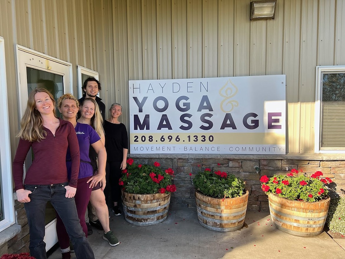 From left: Julia Norris, Danielle Dees, Sarah Digre, Jake Digre and Rachel Schell of Hayden Yoga & Massage.