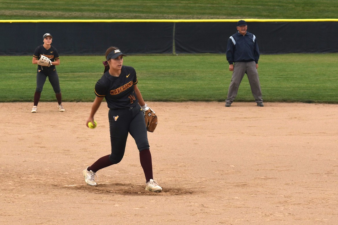 Moses Lake junior Paige Richardson (14) pitches against West Valley (Yakima).