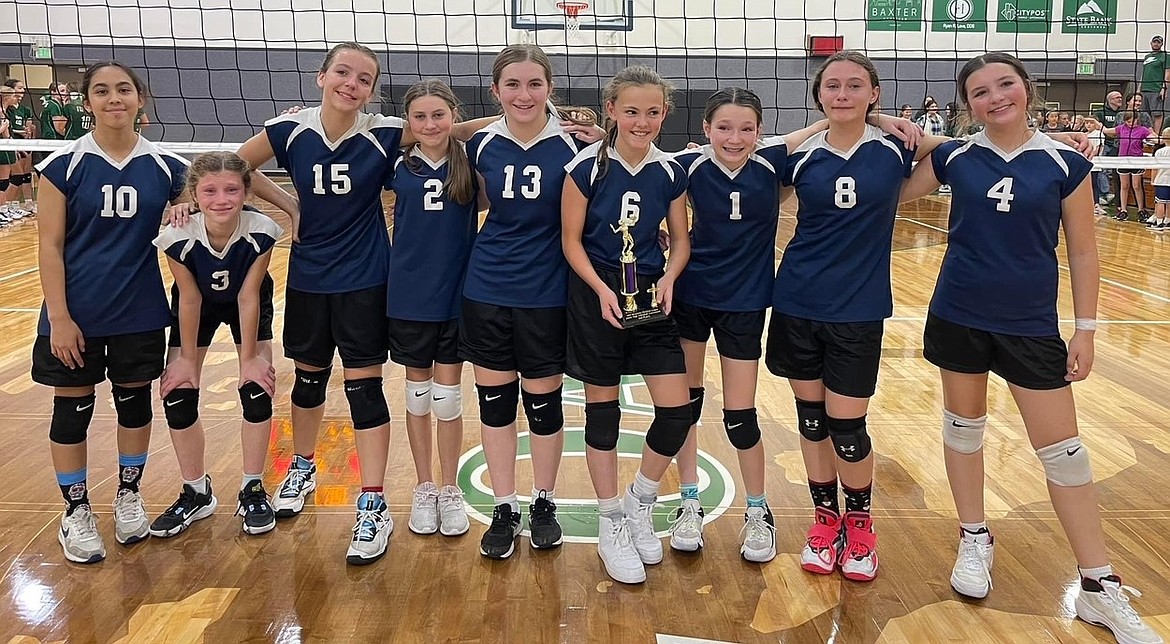 Courtesy photo
The Holy Family Catholic School girls volleyball team took second place in the Mountain Christian League junior high tournament on Saturday at The Oaks Christian Academy in Spokane Valley. The Oaks won the tournament. From left for Holy Family are Aranie Barragan, Aviyah Chavez, Faith McAllister, Olivia Covella, Rachel Cefola, Ava Langer, Audrey McMahon, Ollie Dudley and Scarlet Oberholzer. Not pictured is coach Liz McAllister.