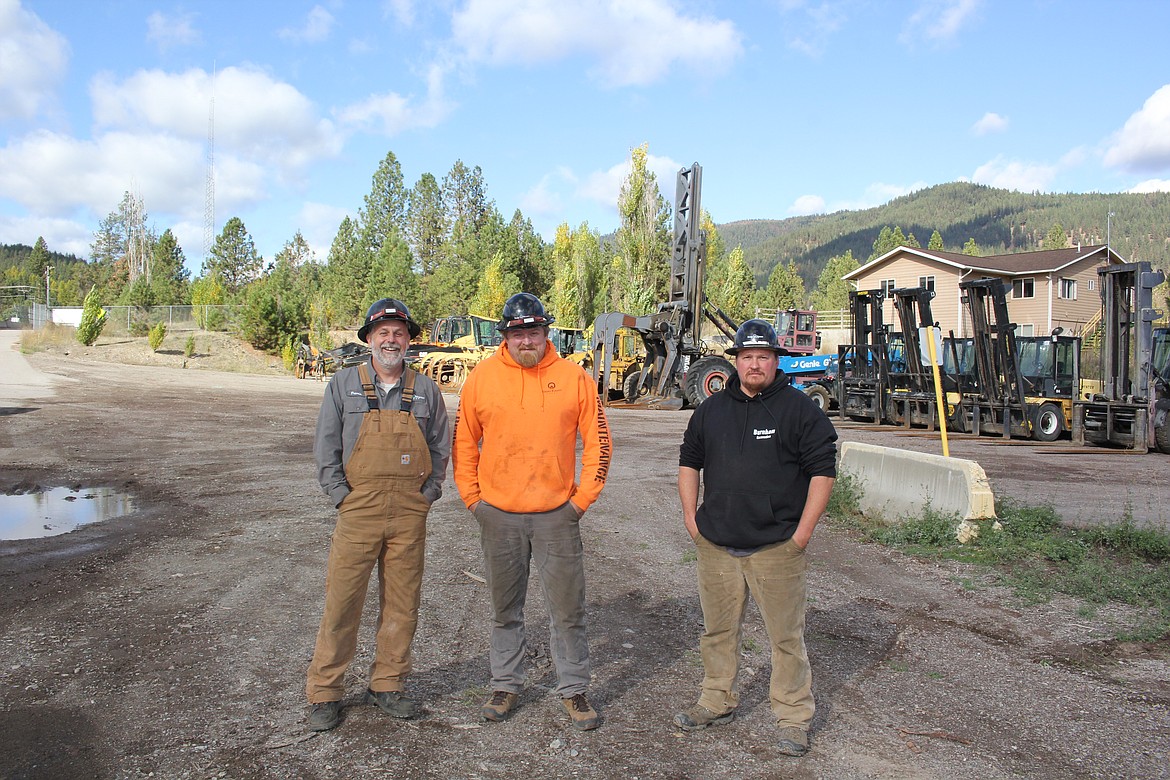 From left, Travis Johnson, electrician, Doug Mancini, maintenance supervisor, and Dustin Simkins, millwright, have stayed on with IFG since the closure to keep it safe, clean and running without lumber production. They have been responsible for the daily maintenance and upkeep since it closed. (Monte Turner/Mineral Independent)