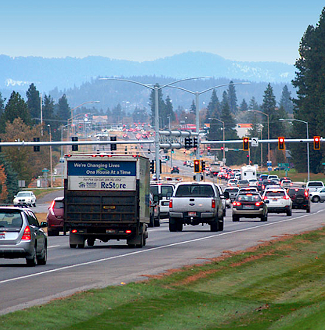 Recent traffic congestion is seen on U.S. Highway 95. The Idaho Transportation Department is exploring options and solutions for mobility enhancement across the Rathdrum Prairie from the Washington/Idaho state line to Government Way and from Interstate 90 to State Highway 53.