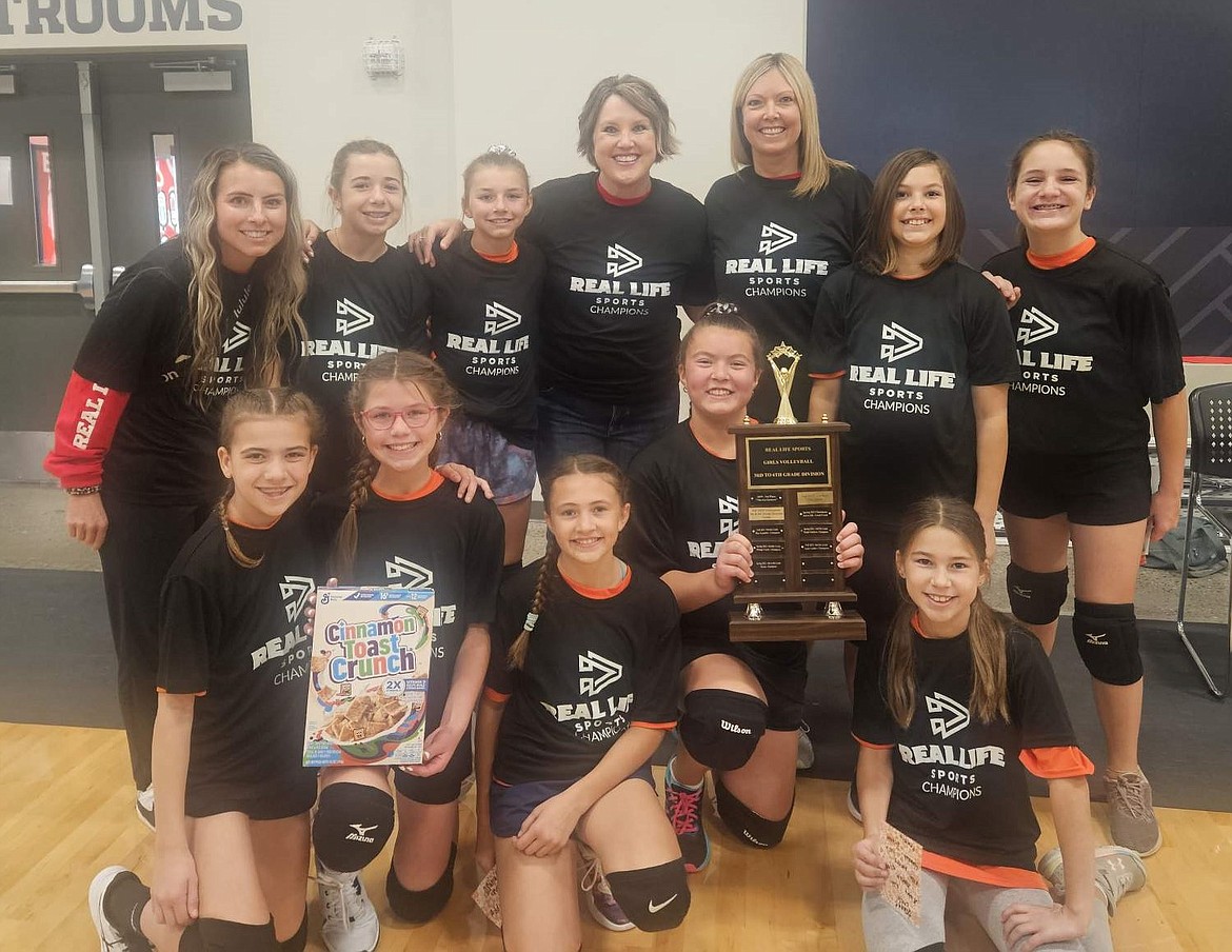 Courtesy photo
Orange Crush won the 5th/6th grade volleyball championship in Real Life Sports. In the front row from left are Emery Talbot, Peyton Brulotte, Teagan Phenicie, Amelia Preiss and Hannah Bassols; and back row from left, Ashley Salas, Ella Moore, Addison Salas, Andrea Dorr, Evie Preiss, Julia Bassols and Elianna Gray.