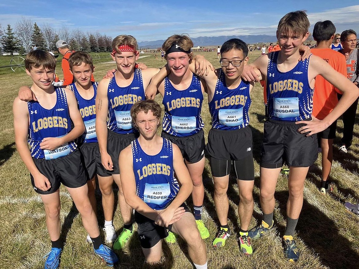 Members of the Libby boys cross country team who competed at the Montana High School Association Class A Cross Country Championships on Oct. 21 at Rebecca Farm in Kalispell. (Photo courtesy Libby Public Schools)