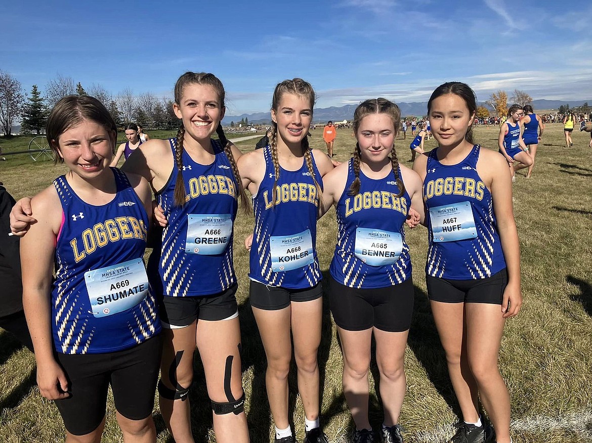 Members of the Libby girls cross country team who competed at the Montana High School Association Class A Cross Country Championships on Oct. 21 at Rebecca Farm in Kalispell. (Photo courtesy Libby Public Schools)