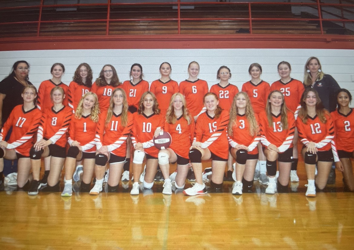 The Sandpoint Bullpup 8th-grade “B” volleyball team poses for a team photo earlier this season. The team finished as the district runner-up this year.