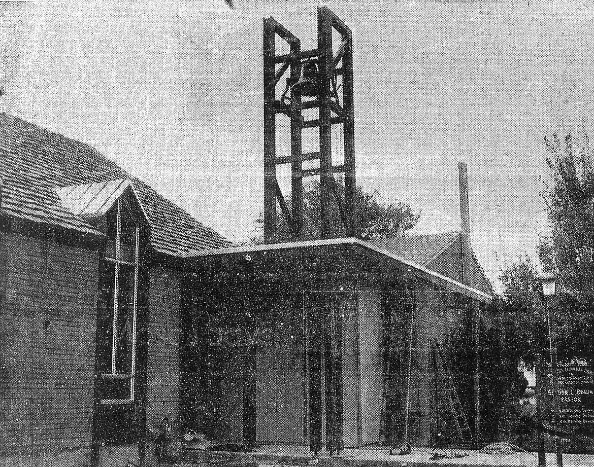 Immanuel Lutheran Church as it appeared in the Sept. 21, 1962 edition of the Columbia Basin Herald, about a month before the building was completed. The tower that houses the bell is now enclosed on two sides, but the other two are open to the elements.