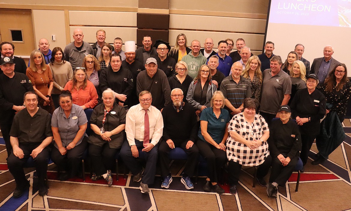 People who have been with the Hagadone Hospitality Company more than 20 years gather at the 32nd annual "After 5 Luncheon" at The Coeur d'Alene Resort on Thursday.