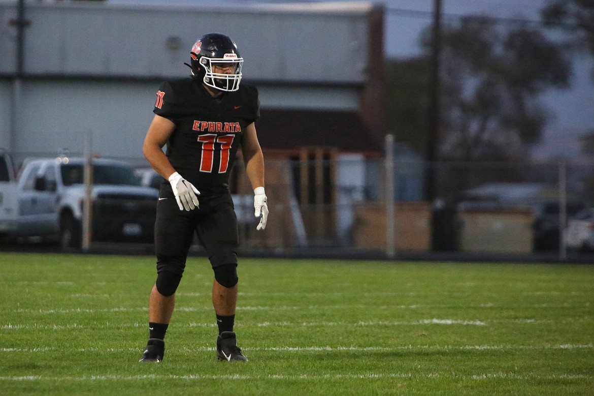 Ephrata senior Eric O’Neel scored all three of the Tigers’ touchdowns in Ephrata’s loss to Prosser on Oct. 19.