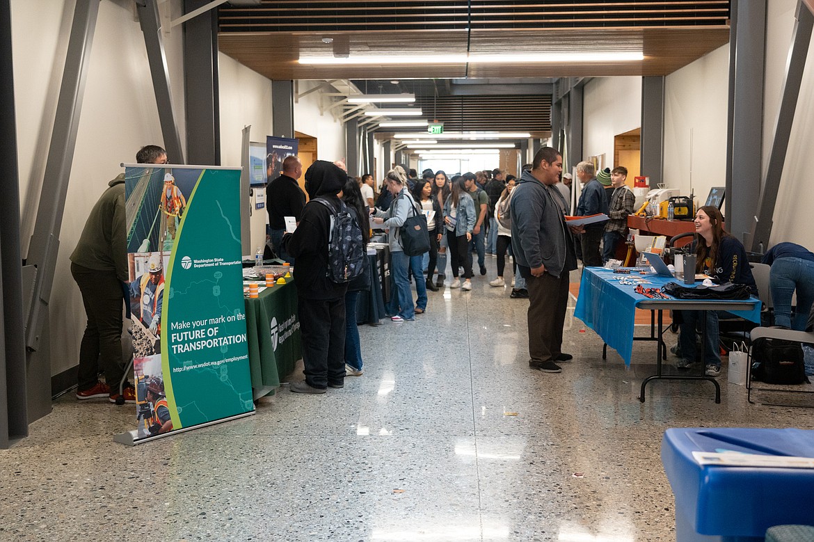 Prospective employees and students attend a college and career expo hosted by the North Central Educational Service District.