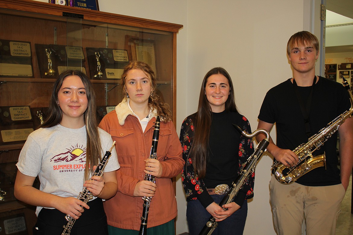 Superior High School students Abby Wheeler, Lane DiGiando. Lani Crabb and Jason Merrill have been selected to participate in the All-Star Band Festival at the University of Montana. Almost 400 students applied from 5 different states for this event and their instructor, Debbie Merrill is extremely excited for them. (Monte Turner/Mineral Independent)