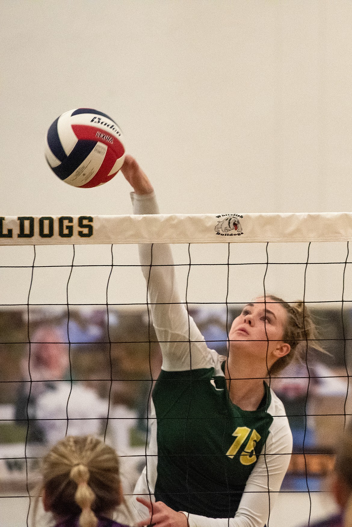 Bailey Smith takes a swing for the Bulldogs during Whitefish’s Senior Night on Tuesday, Oct. 24. (Avery Howe photo)