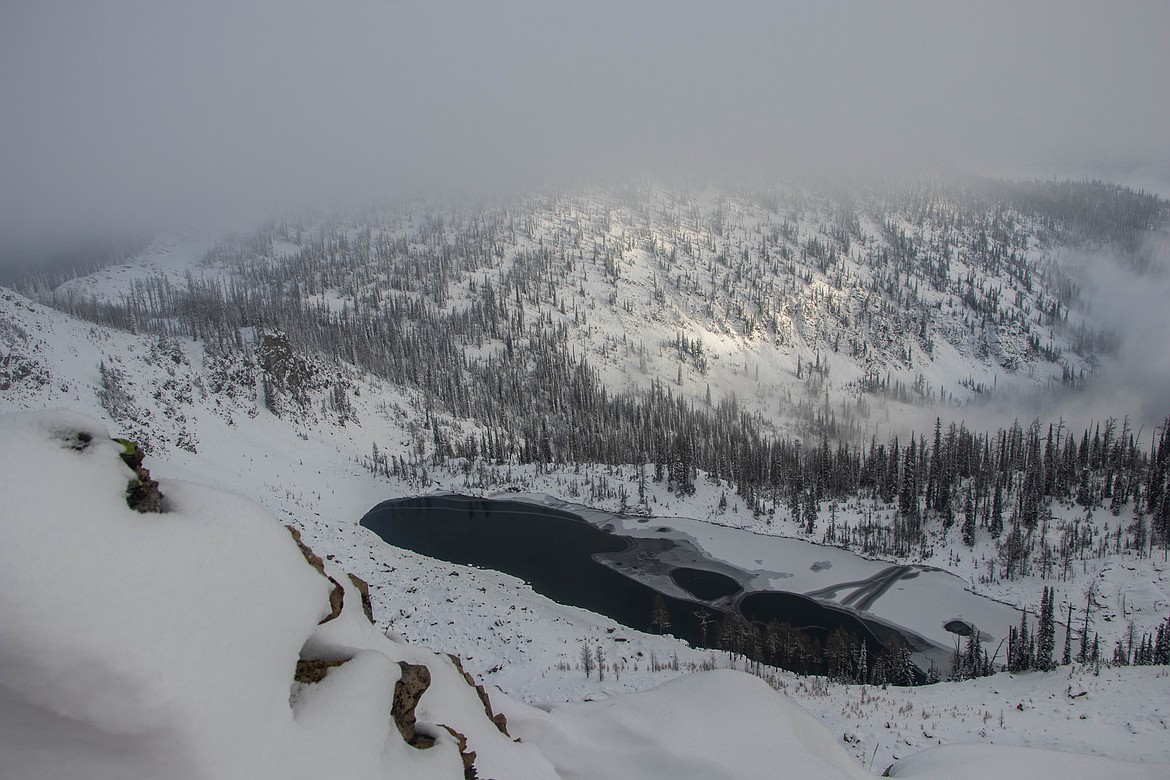 A foggy morning view from the top of Lake Mountain on Oct. 29, 2023. (Kate Heston/Daily Inter Lake)