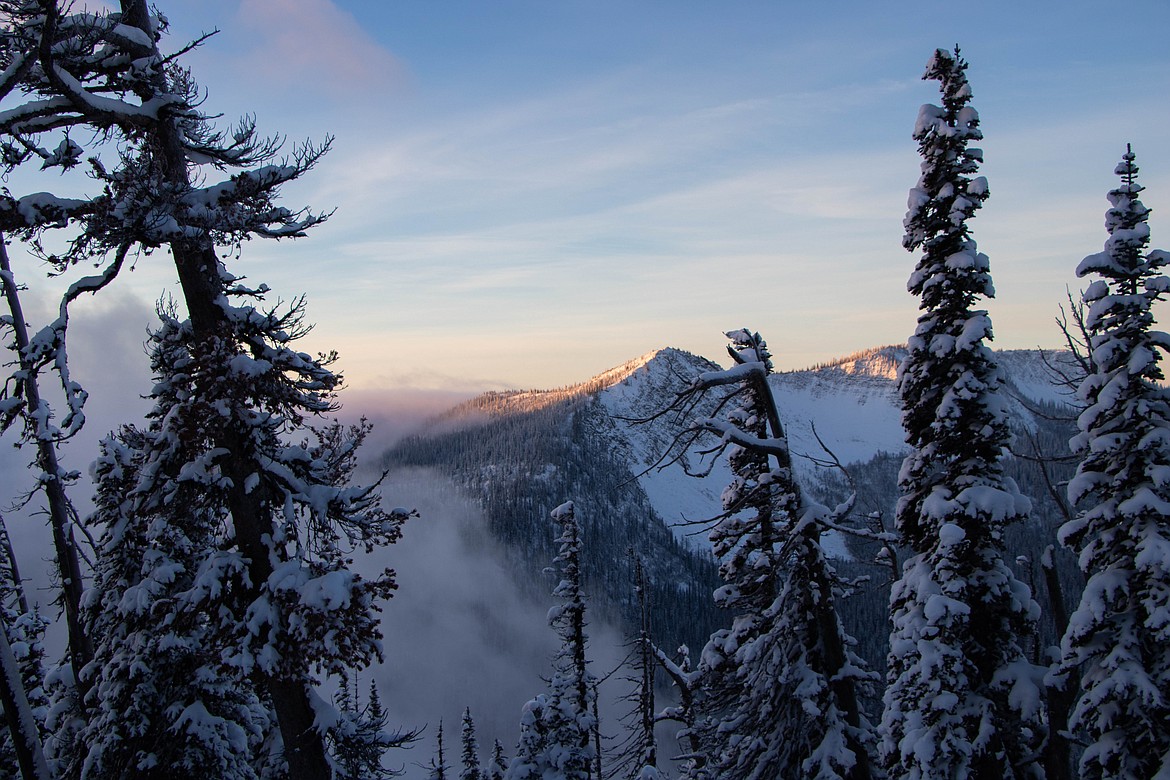 Moments after the sun rises near Lake Mountain outside of Whitefish on Oct. 29, 2023. (Kate Heston/Daily Inter Lake)