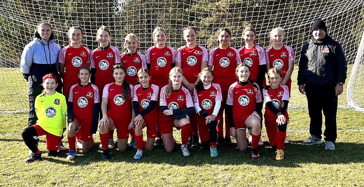 Courtesy photo
Saturday 
The Thorns U13 girls beat the Spokane Scotties 2-0 on Saturday, on goals by Gracie McVey and Elle Sousley. The Thorns placed second in league this year. In the front row from left are Victorie James, Evelyn Harrison, Hailey Viaud, Gracie McVey, Kynleigh Rider, Presley Moreau, Elle Linder and Avery Thompson; and back row from left, coach Sadie Schmeling, Elle Sousley, Harper Wing, Evelyn Haycraft, Kinzy Rix, Constance Ovendale, Jillian Speelman, Kylie Lorona, Parvati Palmgren and coach Mark Plakorus.