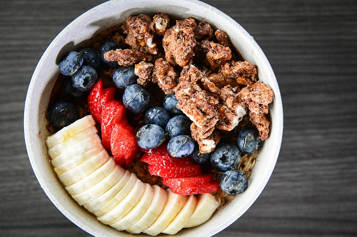 A bowl of freshly-made oatmeal at Mountain Cafe at Mountain Meadow Herbs in Somers on Wednesday, Nov. 1. (Casey Kreider/Daily Inter Lake)