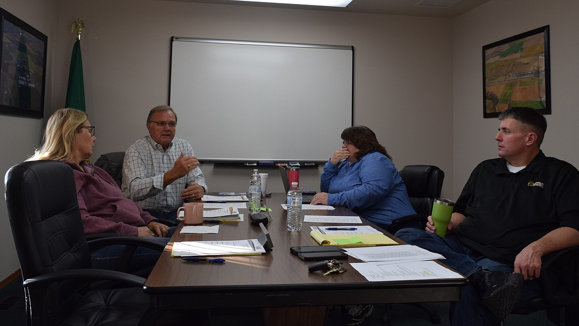 Port of Othello commissioners and staff discuss the possibilities of starting a Fixed-Based Operator at the Othello Municipal Airport during Tuesday morning’s regular port meeting.