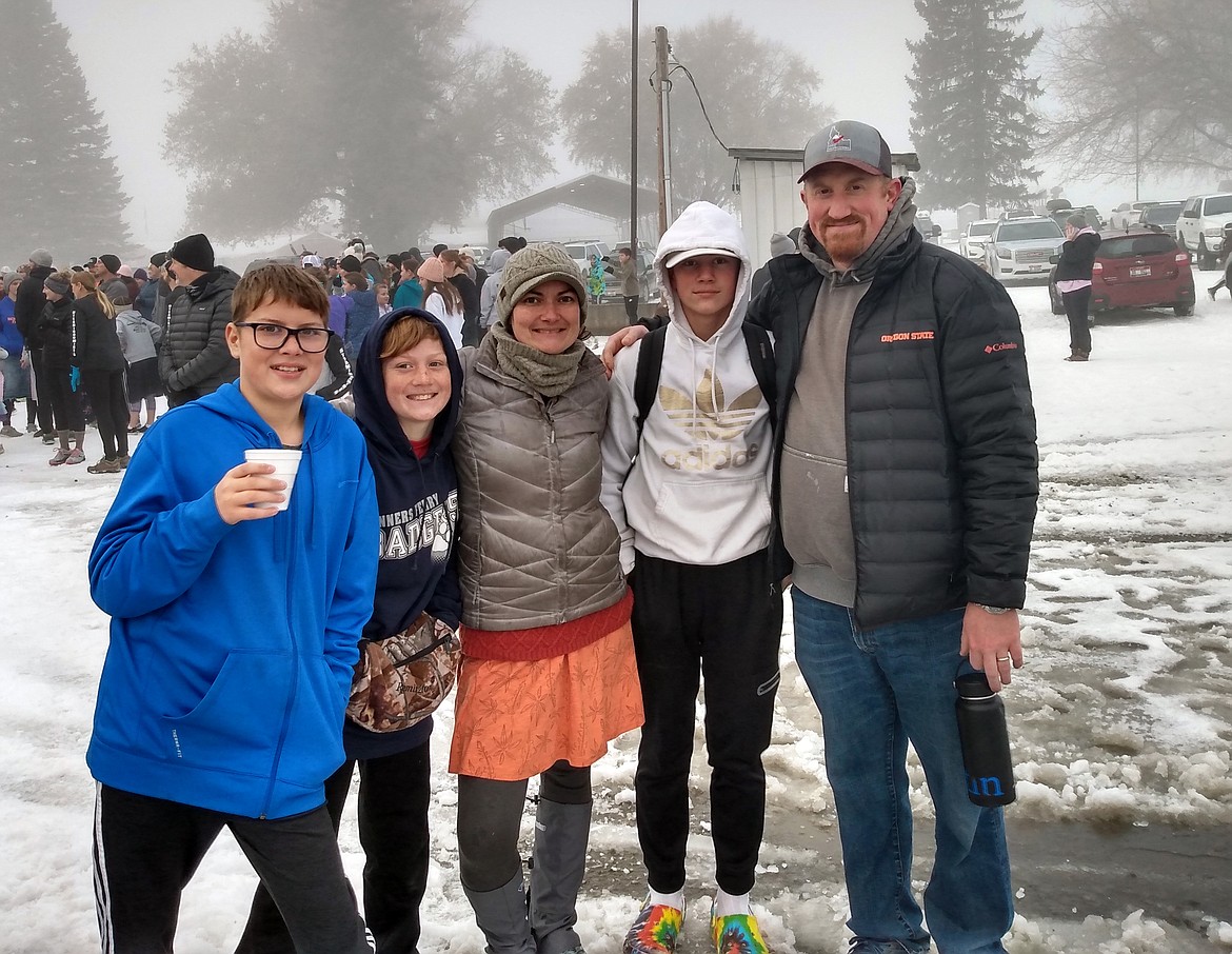 Dustin Woelfle and family are pictured at the annual turkey trot fun run in Boundary County.