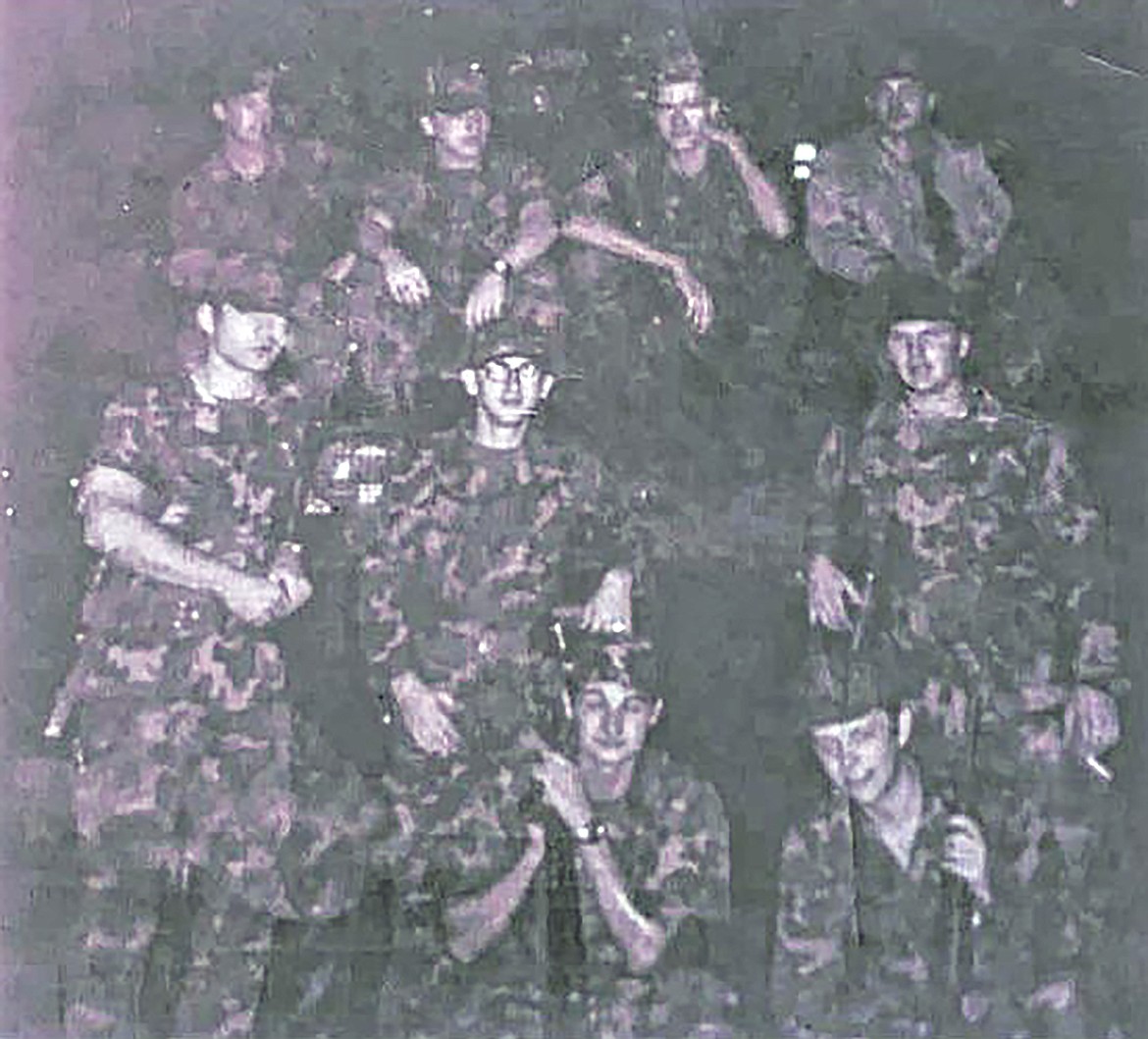 A photo showing some of the Knife-13 crew. En route to a rescue mission, the helicopter crashed on May 13, 1975, killing 18 security police and its five-man crew.