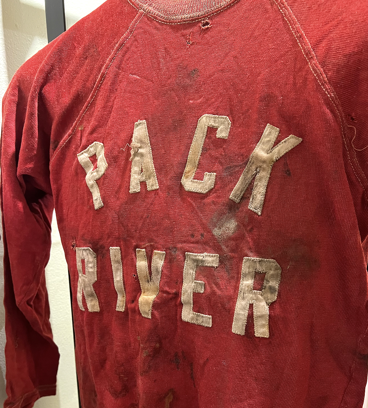 A Pack River baseball jersey found in the corner of the Planer Mill by Marvin Roberts when he worked there in the mid-1930s. Roberts doanted the item to the Bonner County History Museum.
