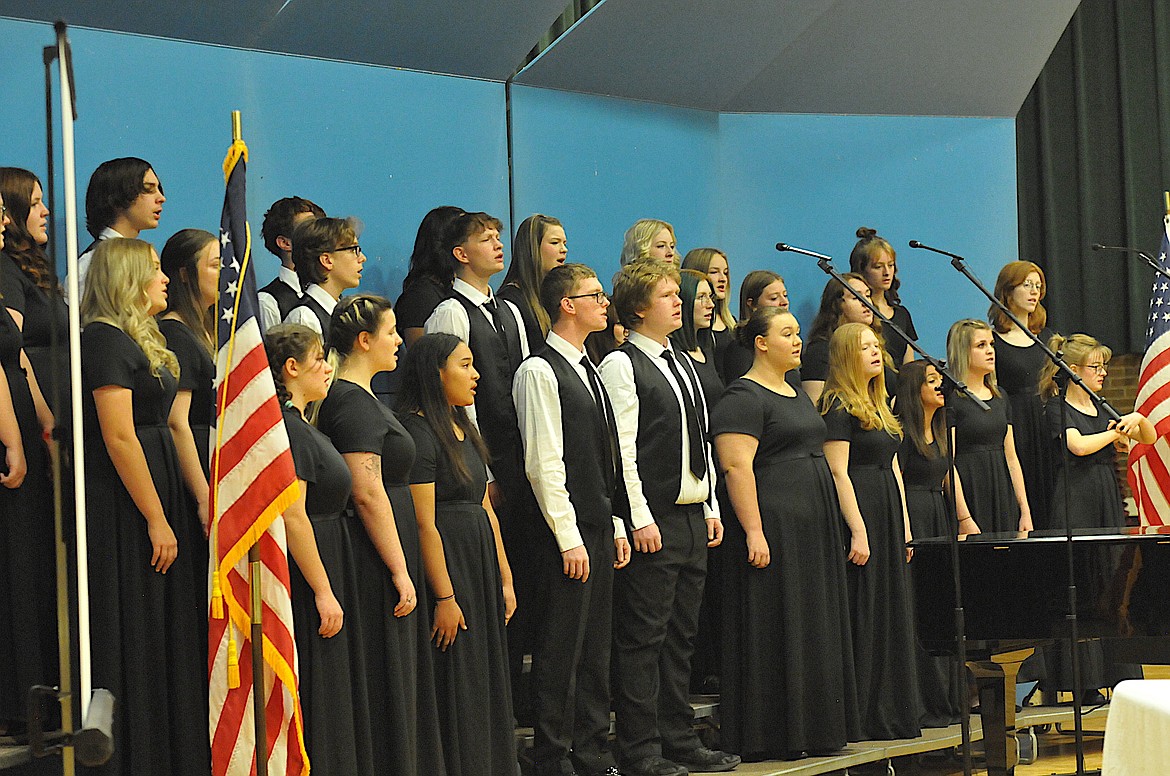 Members of the Libby High School choir perform on Thursday, Nov. 9 at the Memorial Center to honor U.S. military veterans. (Hannah Chumley/The Western News)