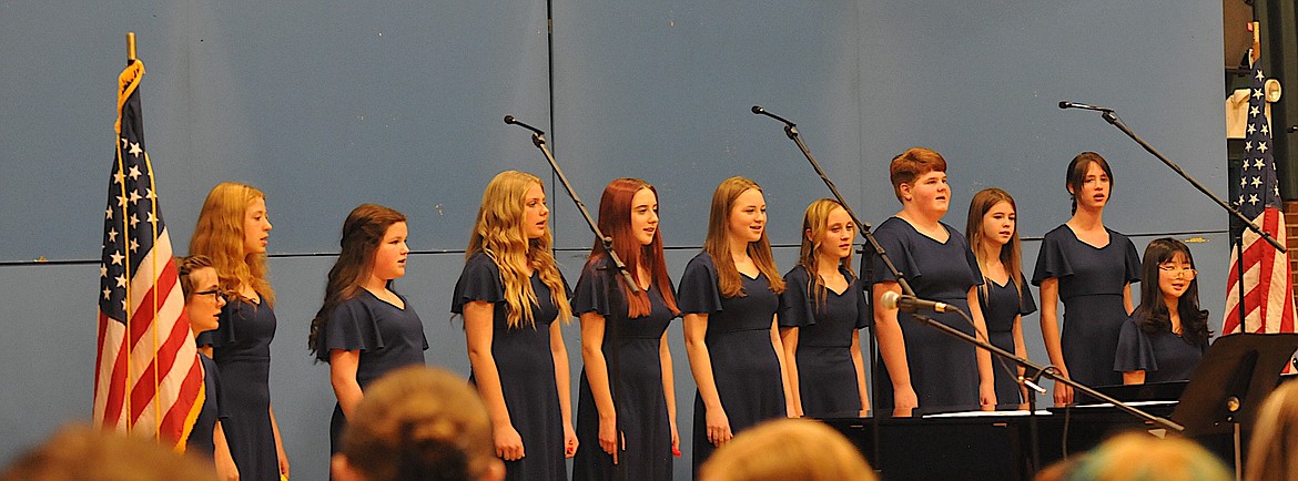 Members of the Libby Middle School choir perform on Thursday, Nov. 9 at the Memorial Center to honor U.S. military veterans. (Hannah Chumley/The Western News)