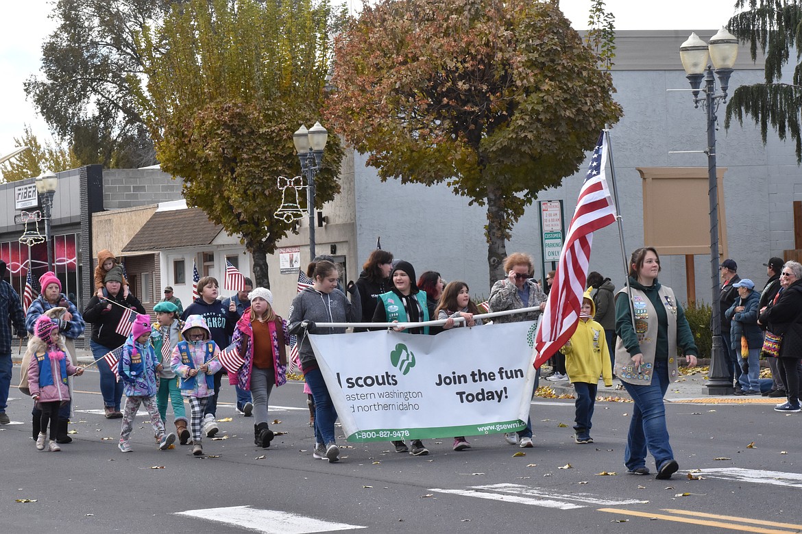 A Girl Scout troop was among the marchers in the annual Veterans Day parade in Ephrata Saturday.