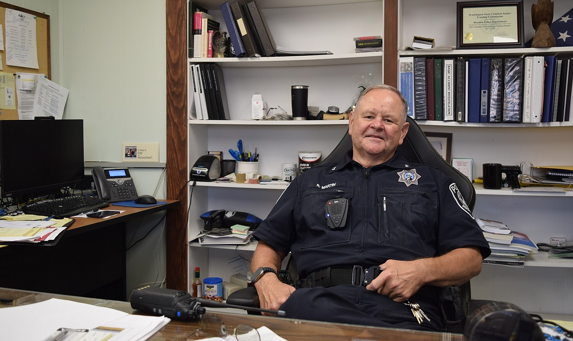 Warden Chief of Police Rick Martin sits inside his office in the Warden Police Department. Martin has been with the department for about 25 years and has been the Chief since 2009.