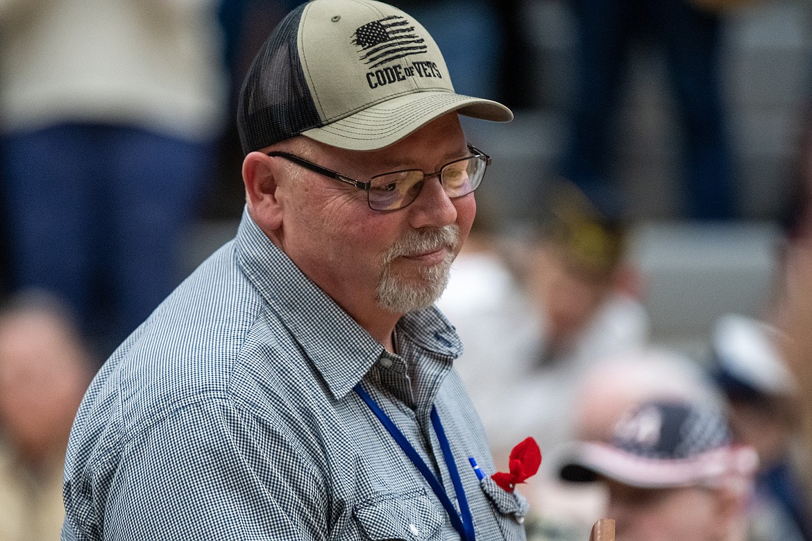 Chris Grau accepts the Karel Hagen Award for a Columbia Falls High School staff veteran’s work.