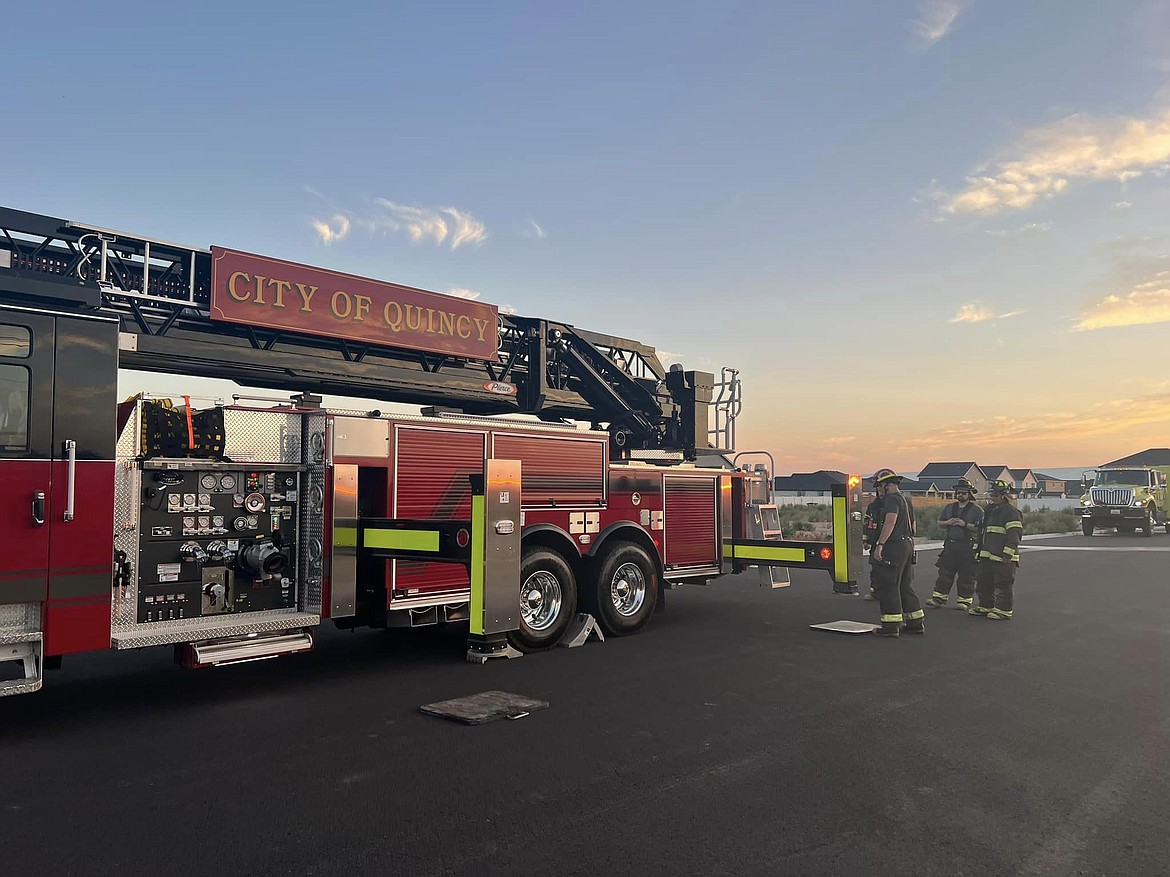 A Grant County Fire District 3 firefighting vehicle parked on a road. GCFD 3 Deputy Chief David Durfee said traffic safety at accident scenes is one of his department’s biggest concerns.