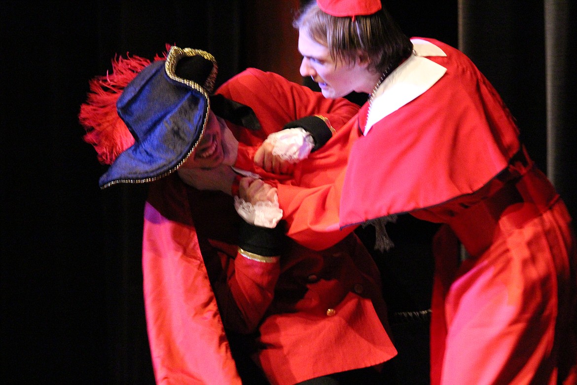 Cardinal Richelieu (Gaige Anderson, right) shows his displeasure with an underling.