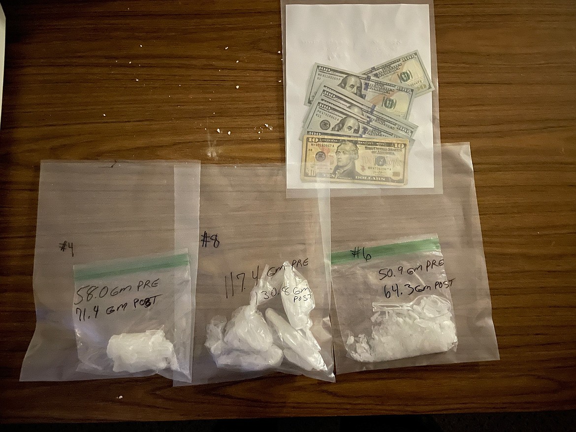 Cash and what is likely crystal methamphetamine found during a drug bust near Royal City Wednesday. Months of investigation led to serving a warrant and one arrest. While investigators are confident the substance is meth, they wait for verification from a lab before stating it as an official finding.