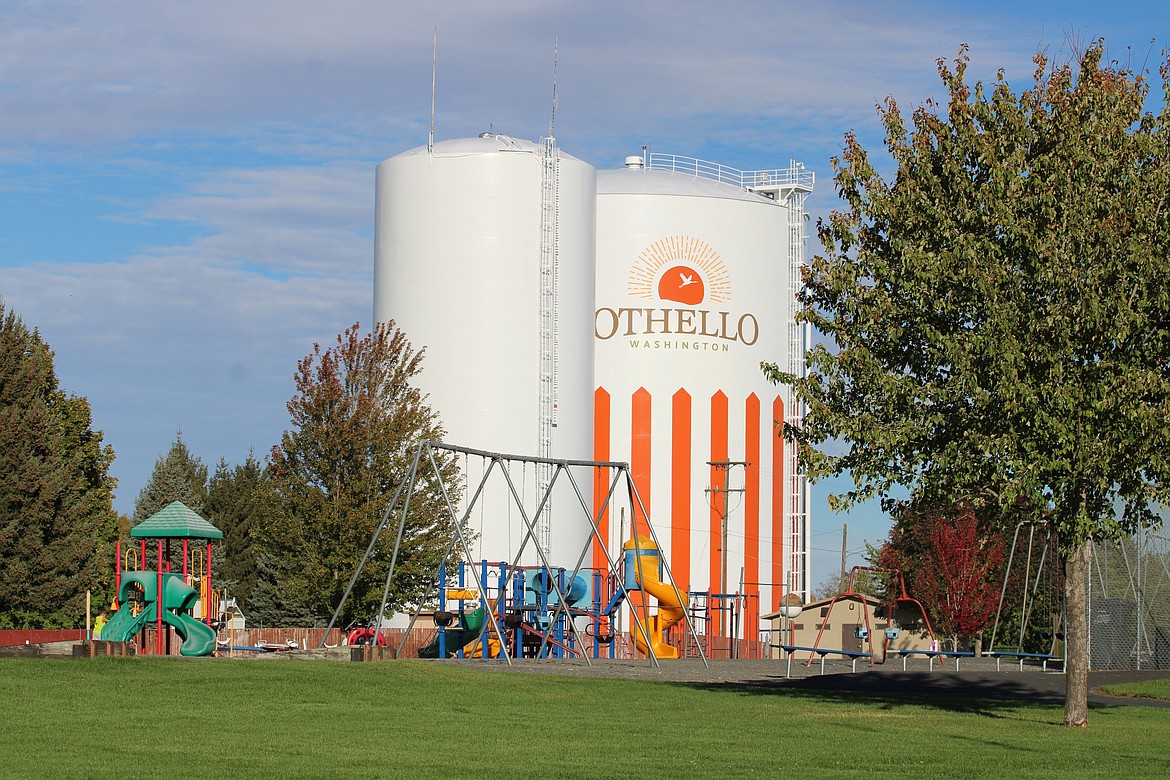 Lions Park’s former playground sits beneath an Othello water tower. Lions Park playground and park upgrades were the subject of Othello’s budget requests during the previous legislative session. During this year’s session, the focus is on the city’s ongoing water supply project, according to the city’s legislative lobbyist Holly Sanabria.