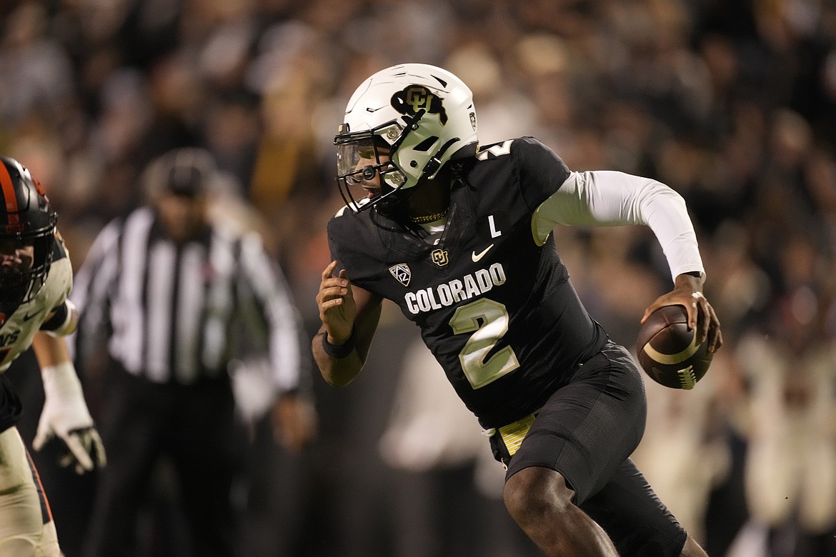 Colorado quarterback Shedeur Sanders has thrown for 3,144 yards and 26 touchdowns for the Buffaloes this season, but has been sacked 48 times – the most in the country.