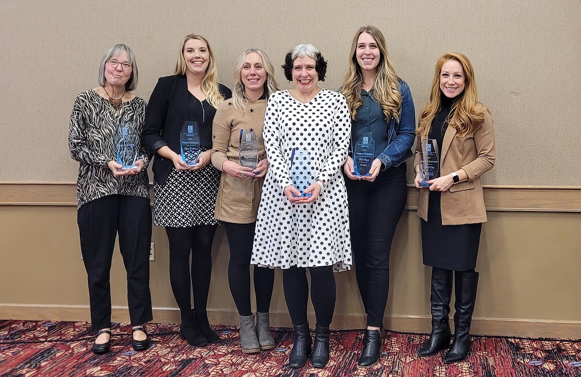 Sarah McLain, Tiffany Westbrook, Jeni Hegsted, Kat Gilmore, Louisa Rogers and Caitlin O’Brien attended the Women of Distinction luncheon Friday, where they were honored for their community service.