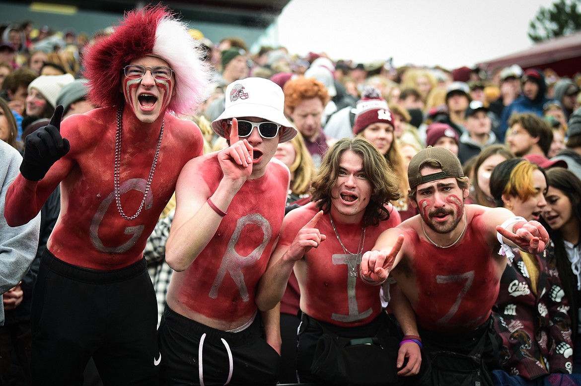 Montana fans cheer on the Griz against Montana State in the 122nd Brawl of the Wild at Washington-Grizzly Stadium on Saturday, Nov. 18. (Casey Kreider/Daily Inter Lake)