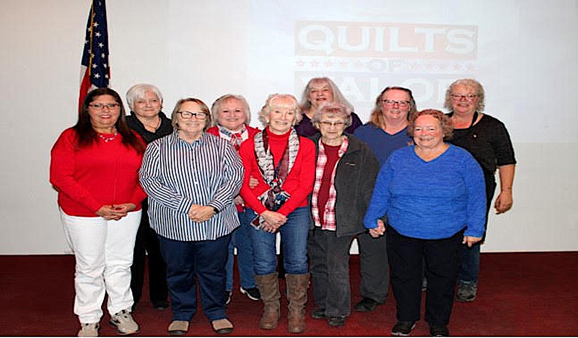 The quilters of the Kootenai Valley Quilt Guild made and presented 14 Quilts of Valor to Lincoln County veterans at a Nov. 11 ceremony. (Roxanna Escudero, For His Glory Photography)