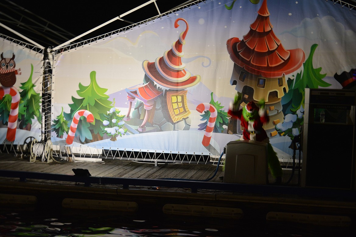 The Grinch gesticulates at the Mish-An-Nock during the Journey to North Pole.