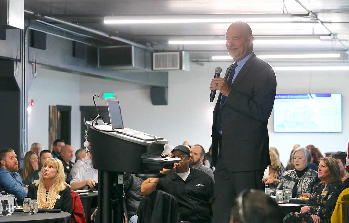 Nearly 200 people attended the Post Falls Chamber of Commerce's Connect 4 Lunch event Tuesday, during which Mayor Ron Jacobson gave his State of the City address.