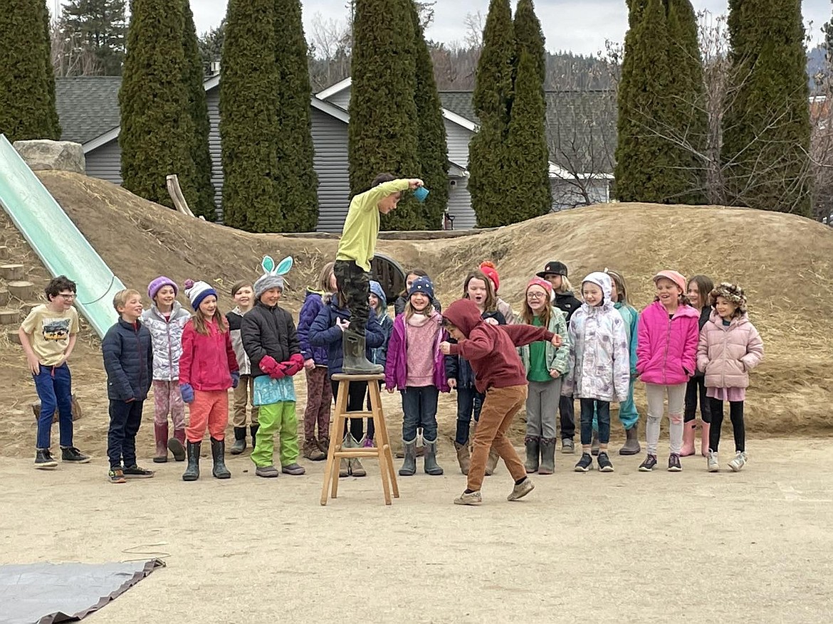 Sandpoint Waldorf School second graders are pictured acting out a scene from Aesop’s Fable "The Fox and Grapes."