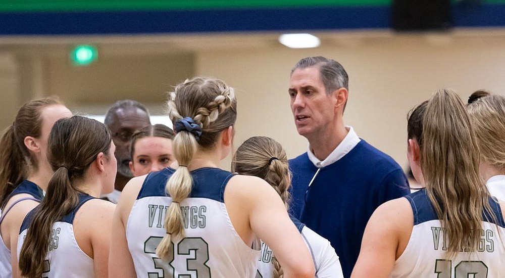 Big Bend Community College Head Women's Basketball Coach Preston Wilks talks to the team during a game over the weekend. Wilks said this season's group of fresh faces will get better each practice and game, despite losses this past weekend.