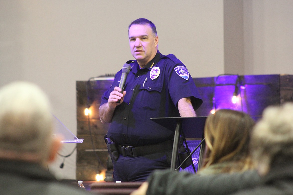 Kevin Fuhr speaks to a crowd gathered at El Sendero Life Center in Moses Lake in 2018.