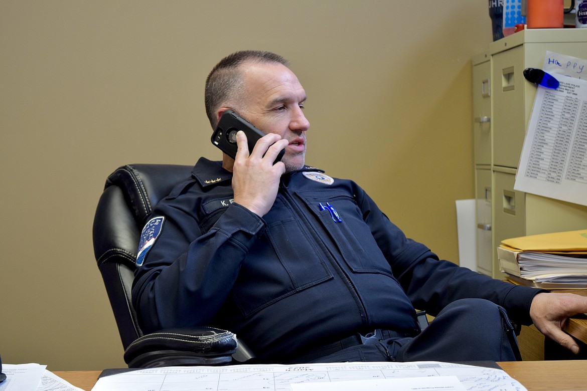 Moses Lake Police Chief Kevin Fuhr in his office this past April took a call from the Moses Lake Regional Tactical Response Team, which was responding to a report of a wanted felon in a house not far from George.