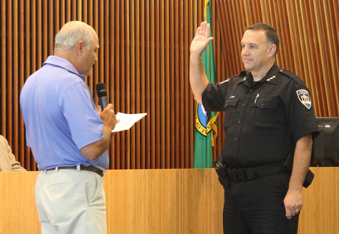 Kevin Fuhr is sworn in as Moses Lake’s new police chief during a 2016 Moses Lake City Council meeting. Fuhr served about seven years as Moses Lake’s chief of police.